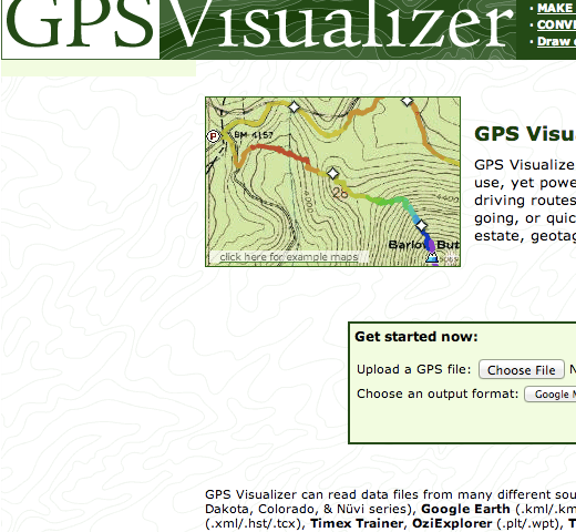 Using the tools on GPSvisualizer